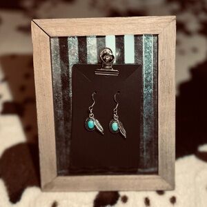 Turquoise Feather Drop Earrings